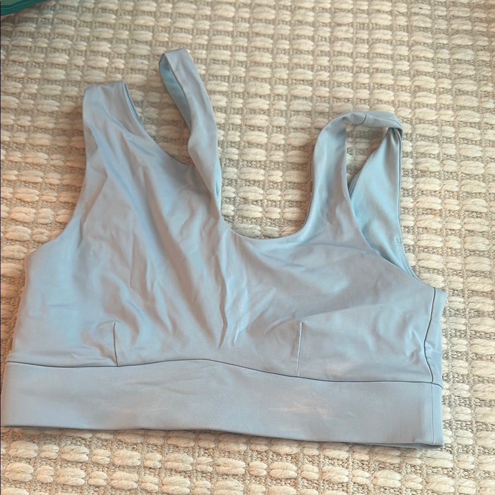 Fabletics Blue Sports Bra with Wide Straps and Scoop Neckline